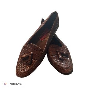 Cole Haan Brown Woven Leather Loafers